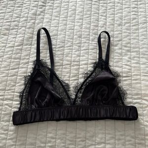 Black Lace & Satin Adjustable Bralette